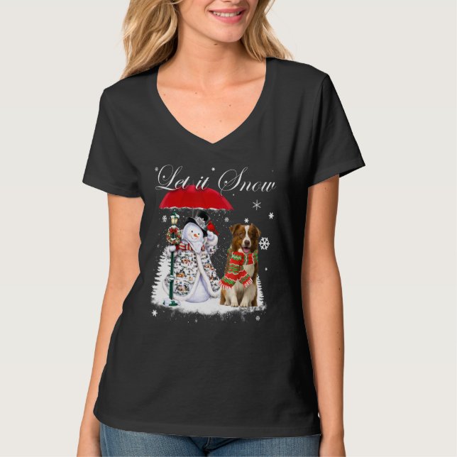 T-shirt Bordure Collie Père Noël Chien Noël Snowman Xmas P (Devant)