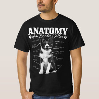T-shirt Bordure d'anatomie noire et blanche Collie Chien