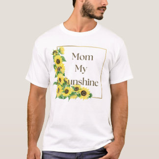 T-shirt Bordure de tournesol et les mots "Maman, Mon solei