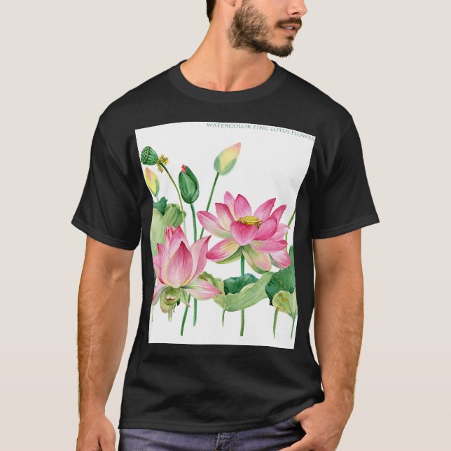 T-shirt Bordure d'eau rose Lotus (Devant)