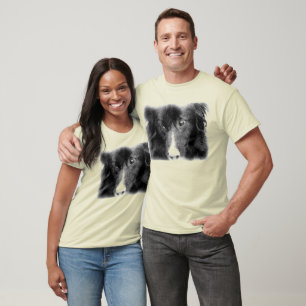 T-shirt Bordure noire Collie Art animal