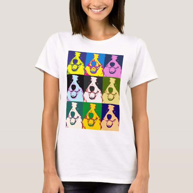 T-shirt Bordure rétro colorée Collie Pop Art (Devant)