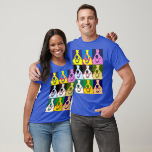 T-shirt Bordure rétro colorée Collie Pop Art Unisex