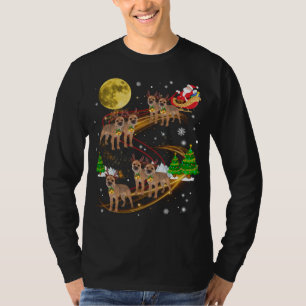 T-shirt Bordure Terrier Reindeer Christmas Chien Riding Pè