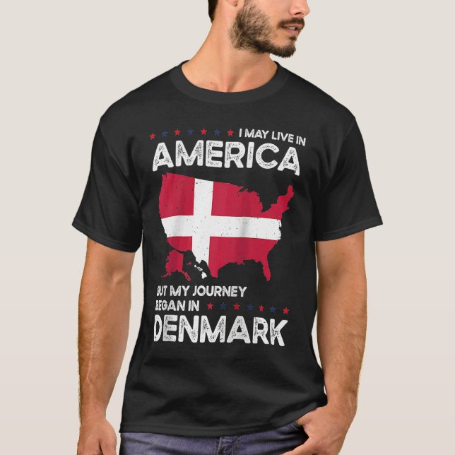 T-shirt Born Danish Denmark American USA Citizenship Ragla (Devant)