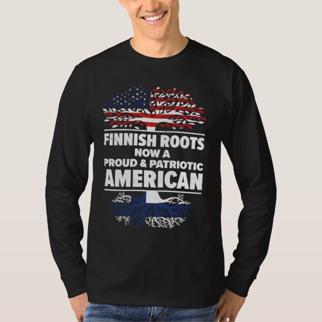 T-shirt Born Finnish Finland American USA Citizenship (Devant)