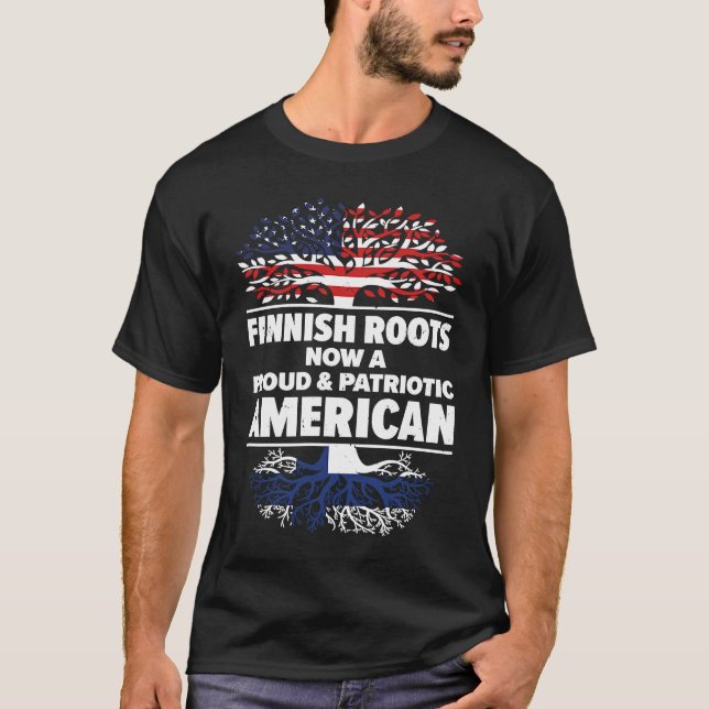 T-shirt Born Finnish Finland American USA Citizenship (Devant)