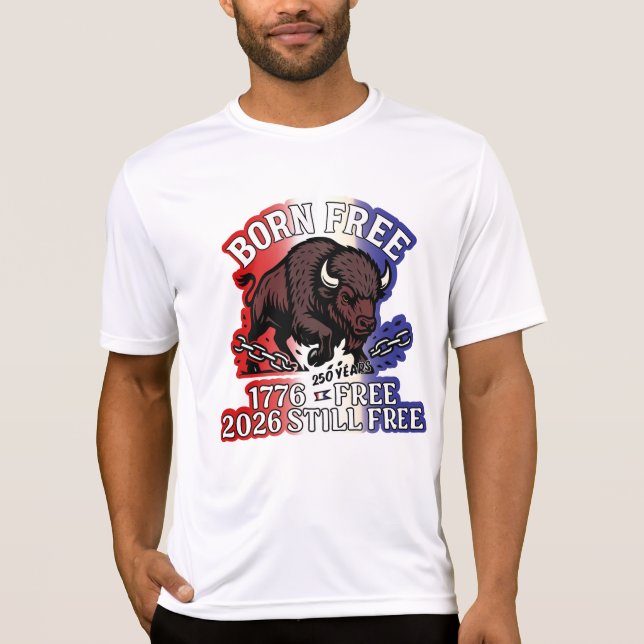 T-shirt Born Free American Bison Shirt - 250 ans gratuits (Devant)