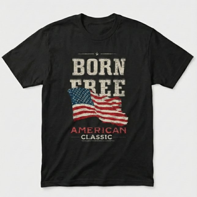 T-shirt Born Free American Classic Patriotic USA Flag Blue (Créateur téléchargé)