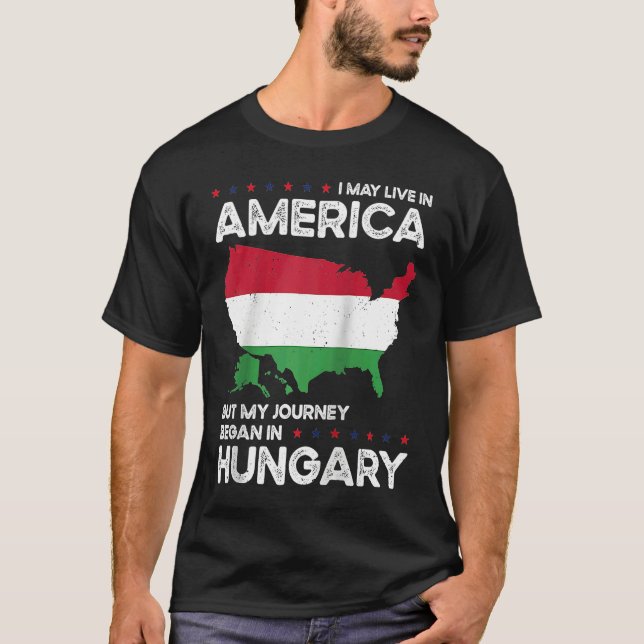 T-shirt Born Hungarian Hungary American USA Citizenship Ra (Devant)