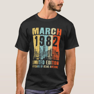T-shirt Born In 1982 - 40Th Bday Limited Edition Retro Mar