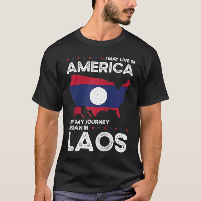 T-shirt Born Laotian Laos American USA Citizenship Raglan  (Devant)