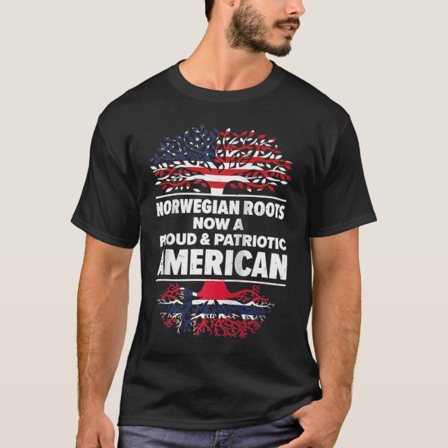 T-shirt Born Norwegian Norway American USA Citizenship Rag (Devant)