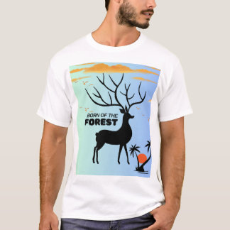 T-shirt Born of the Forest – Mystic Deer Silhouette Nature