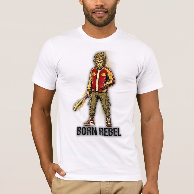 T-shirt Born Rebel Monkey Gunner (Devant)