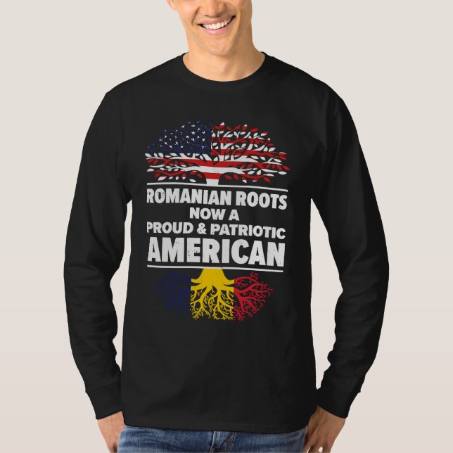 T-shirt Born Romanian Romania American USA Citizenship (Devant)