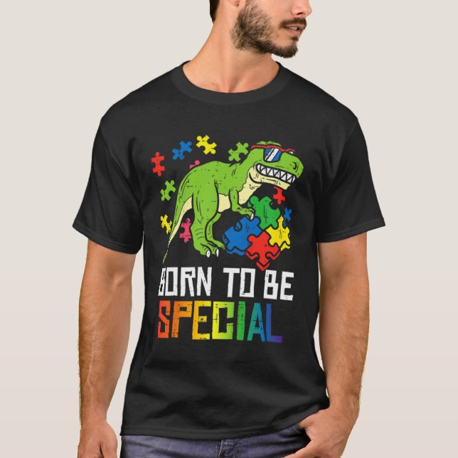 T-shirt Born Special Dinosaur Kids Boys Toddler Autism Awa (Devant)