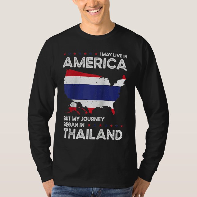 T-shirt Born Thai Thailand American USA Citizenship Raglan (Devant)