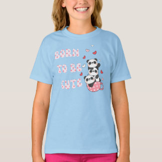 T-shirt Born to Be Cute – Adorable Panda Stack Kids