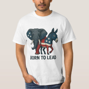 T-shirt Born To Lead – Elephant & Donkey Patriotic Design