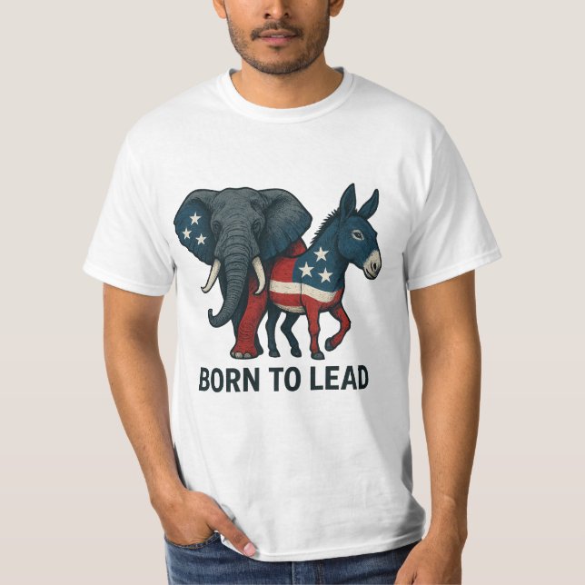 T-shirt Born To Lead – Elephant & Donkey Patriotic Design (Devant)