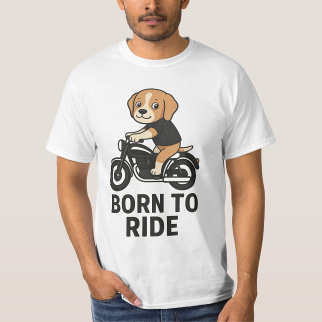 T-shirt "Born to Ride - Beagle mignon sur Sticker Motorcyc (Devant)