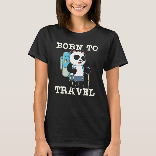 T-shirt Borne Voyage Panda Backpacker Voyageur Wanderlust  (Devant)