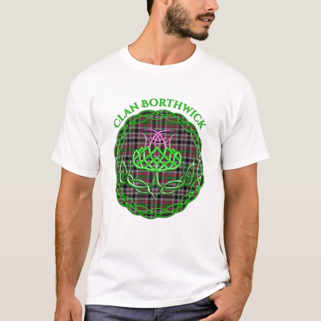 T-shirt Borthwick Scottish Tartan Celtic Thistle (Devant)