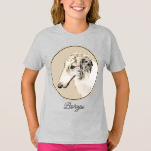 T-shirt Borzoi (Argent Brindle) Peinture Chien Art origina