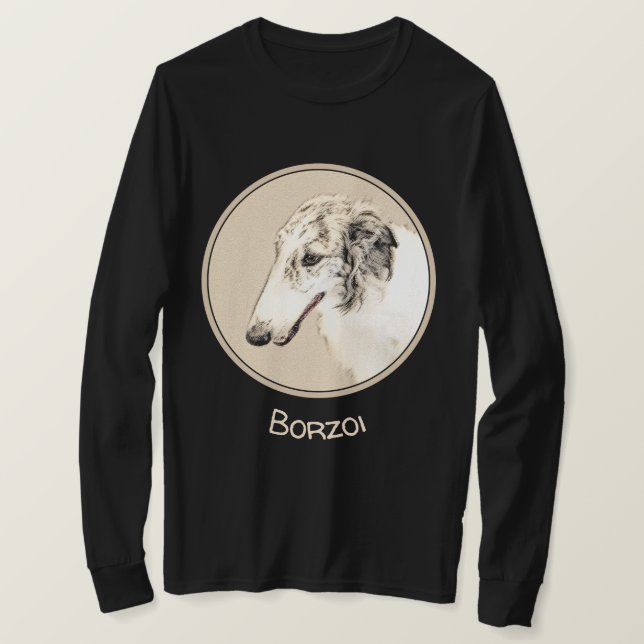 T-shirt Borzoi (Brindle d'argent) Peinture originale de ch (Design devant)
