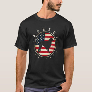 T-shirt Borzoi Drapeau Usa 4 Juillet Maman Papa Chien