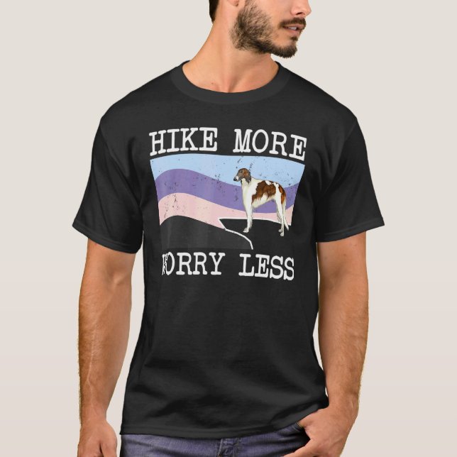 T-shirt Borzoi Faire Plus de Randonnée Moins de Soucis Gra (Devant)