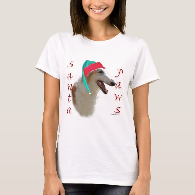 T-shirt Borzoi Père Noël Paws (Devant)