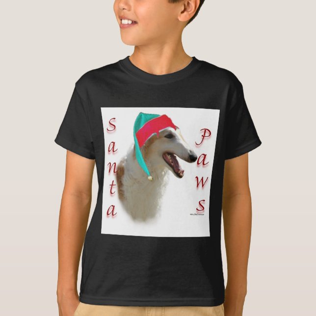 T-shirt Borzoi Père Noël Paws (Devant)