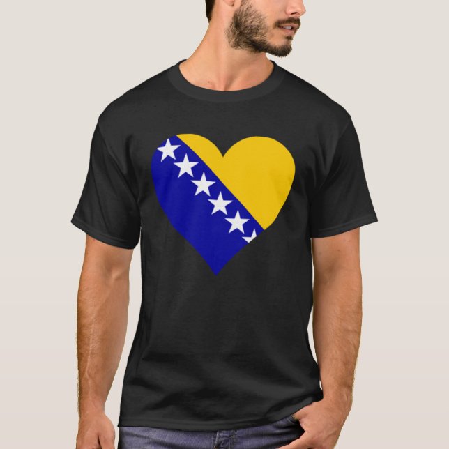 T-shirt Bosnia and Herzegovina Flag Heart Love (Devant)