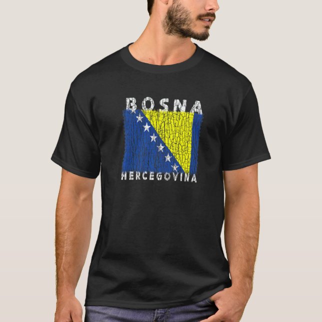 T-shirt Bosnia and Herzegovina Flag Used Look For Bosnians (Devant)