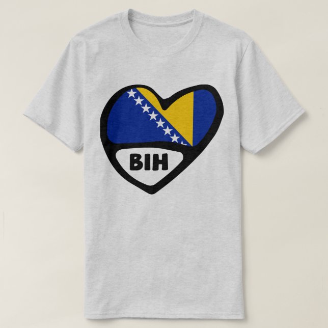 T-shirt Bosnie-Herzégovine Code du pays Coeur du drapeau B (Design devant)