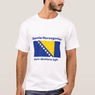 T-Shirt Bosnie Herzégovine Drapeau + Carte + Texte