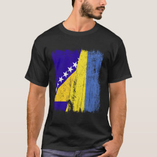 T-shirt Bosnie-Herzégovine Ukraine Drapeau à moitié