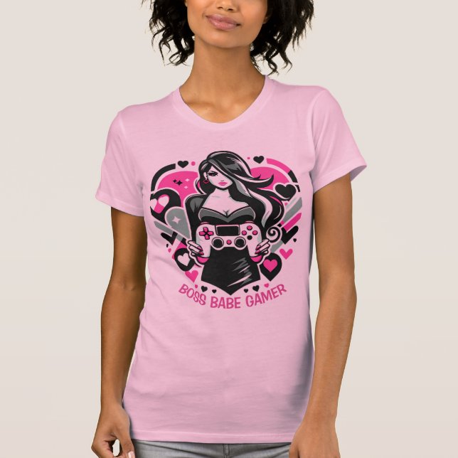 T-shirt Boss Babe Gamer Shirt Girl Power Gaming (Devant)
