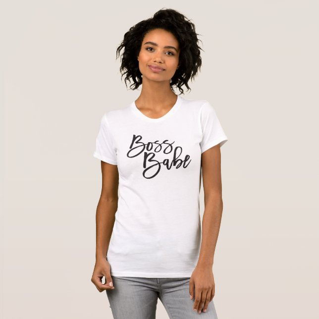 T-shirt BOSS BABE noir script minimal devis de travail ten (Devant entier)