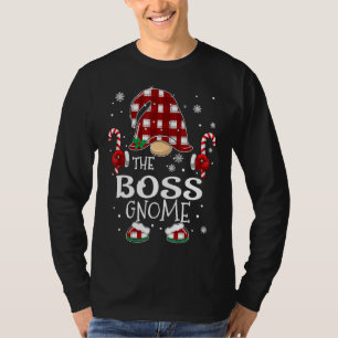 T-shirt Boss Gnome Buffalo Plaid Christmas Tree Family Xma