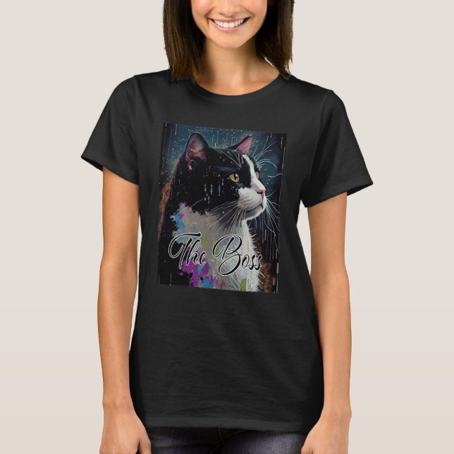 T-shirt Boss Tuxedo Cat  for Mom Dad (Devant)