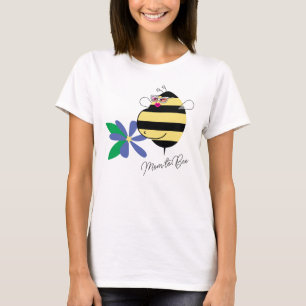 T-shirt Bosse de Bébé Floral Bleu Maman Abeille avec Lunet