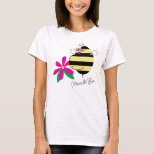 T-shirt Bossue de Bébé Fleur Rose Maman Abeille avec Lunet