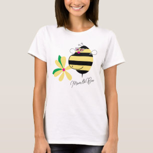 T-shirt Bossue de Bébé Floral Jaune Maman Abeille avec Lun