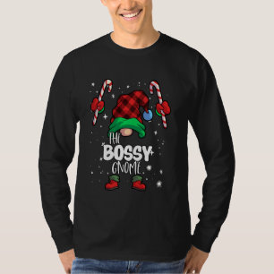T-shirt Bossy Gnome Red Buffalo Plaid Correspondant Famill