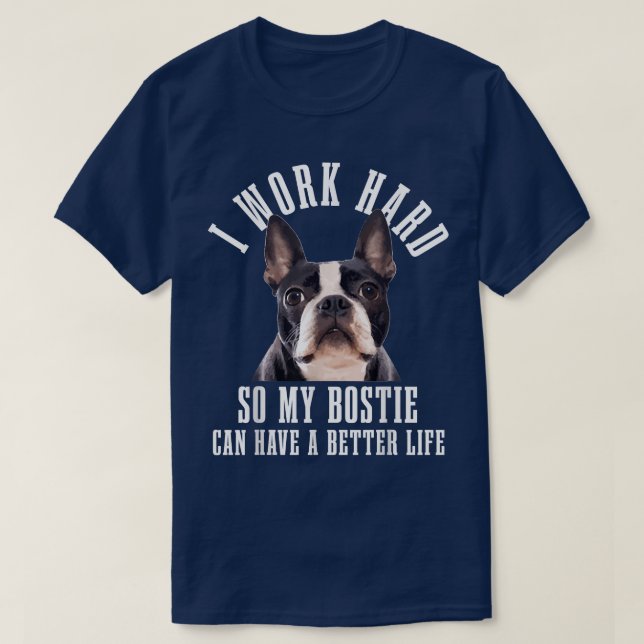 T-shirt Bostie Mama Dog Papa Funny Boston Terrier (Design devant)