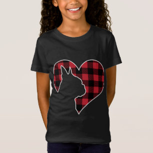 T-Shirt Boston Bostie Terrier Dog Christmas Buffalo Plaid