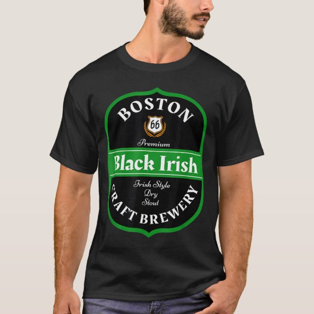 T-shirt Boston Craft Brewery Boston Black Irish Stout Nove (Devant)